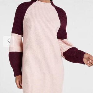 NEW WITH TAGS Express Colorblock Mock Neck Shift Sweater Dress